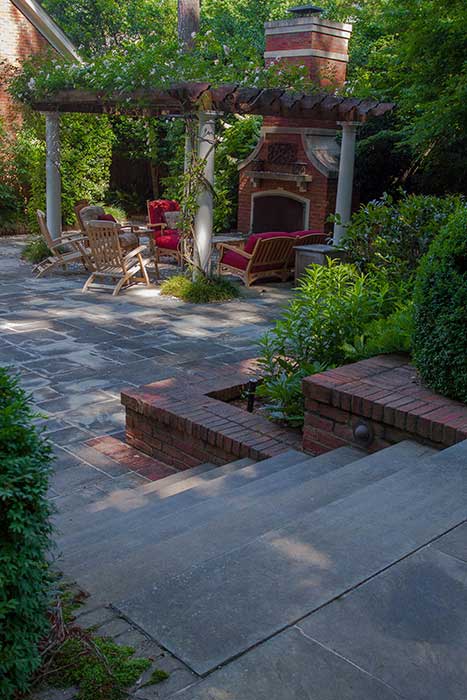 Rose Pergola with Brick and Bluestone